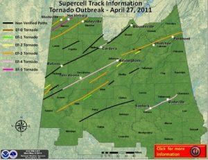 All supercell tracks from the historic outbreak of April 27, 2011