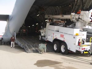 Equipment arriving for Hurricane Sandy restoration