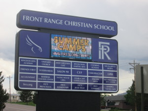 The above picture is of the scoreboard at Front Range Christian School